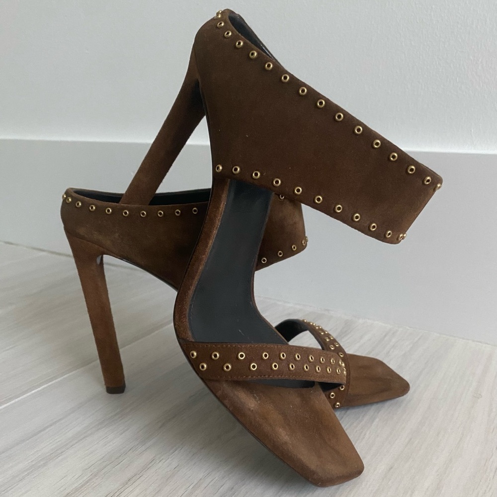 Saint Laurent Brown Mica 105 Stud Sandals